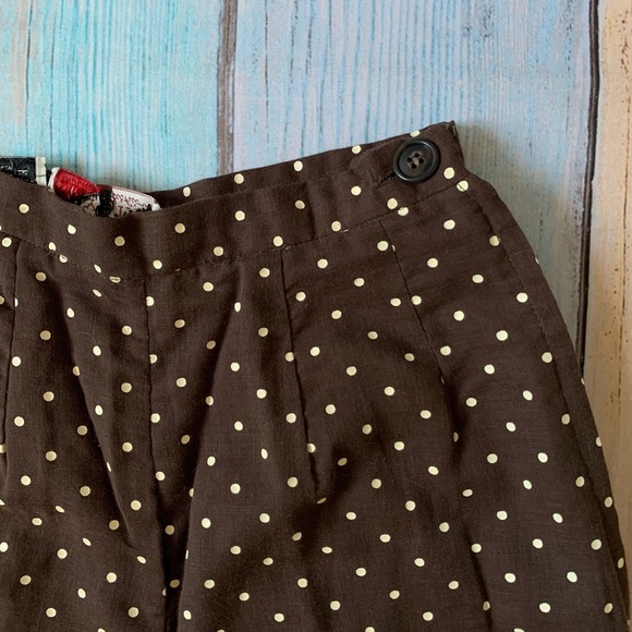 Vintage Brown Polka Dot high waist wide leg Women's Pants - Picture 4 of 7